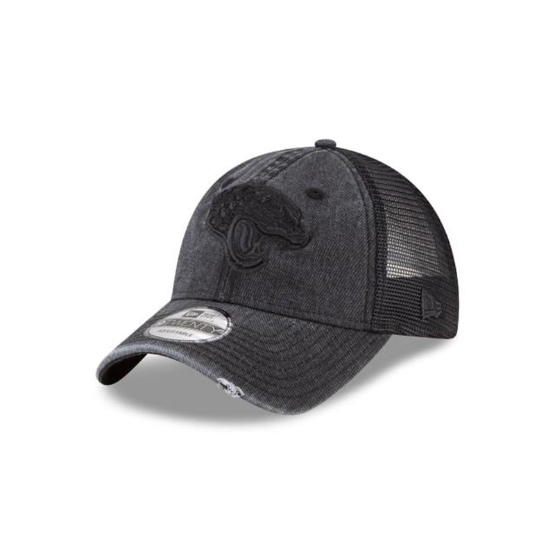 NFL Jacksonville Jaguars Tonal Washed Trucker 9Twenty Adjustable (UCS1691) - Black New Era Caps